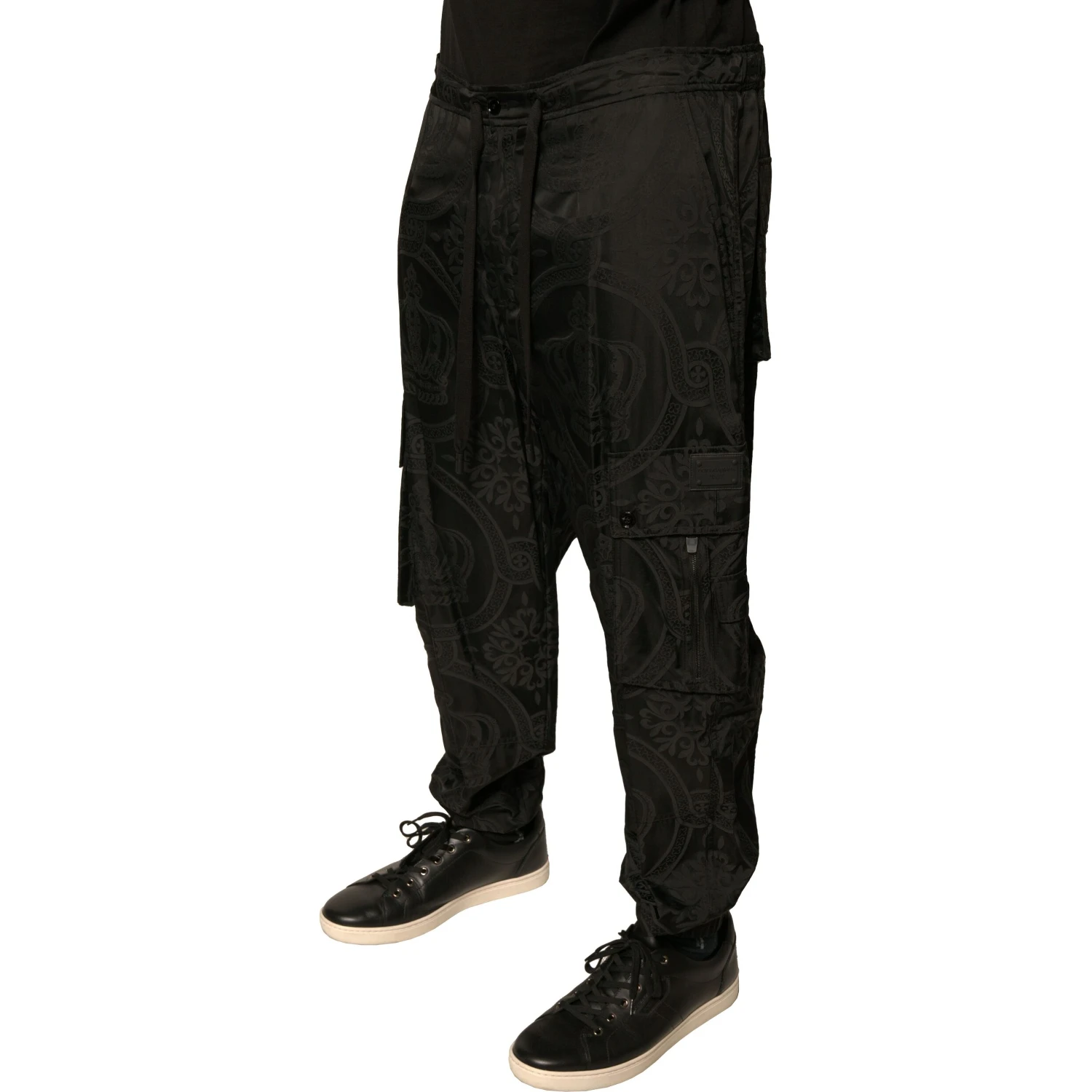 Black Crown Nylon Jogger Sweatpants Pants