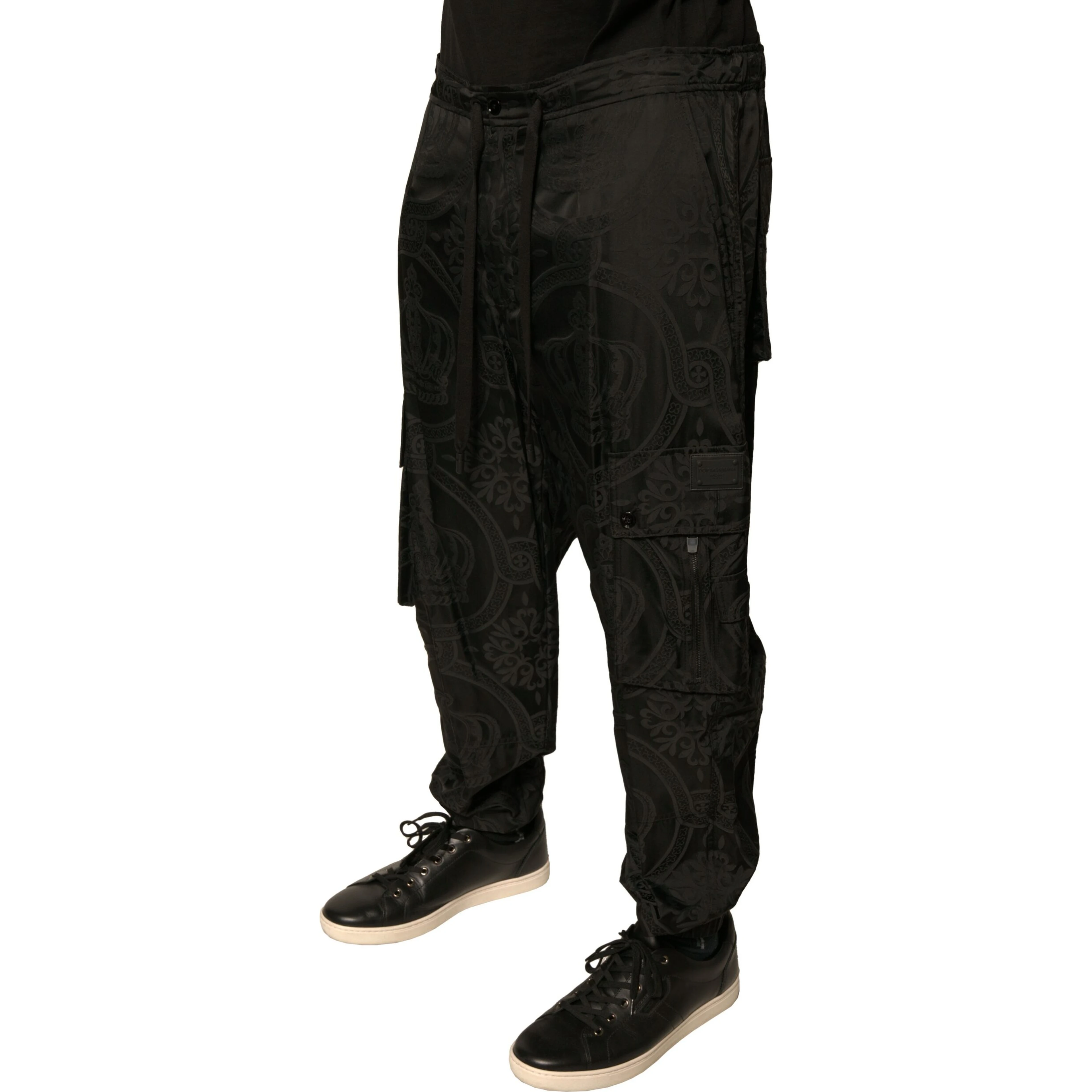 Black Crown Nylon Jogger Sweatpants Pants