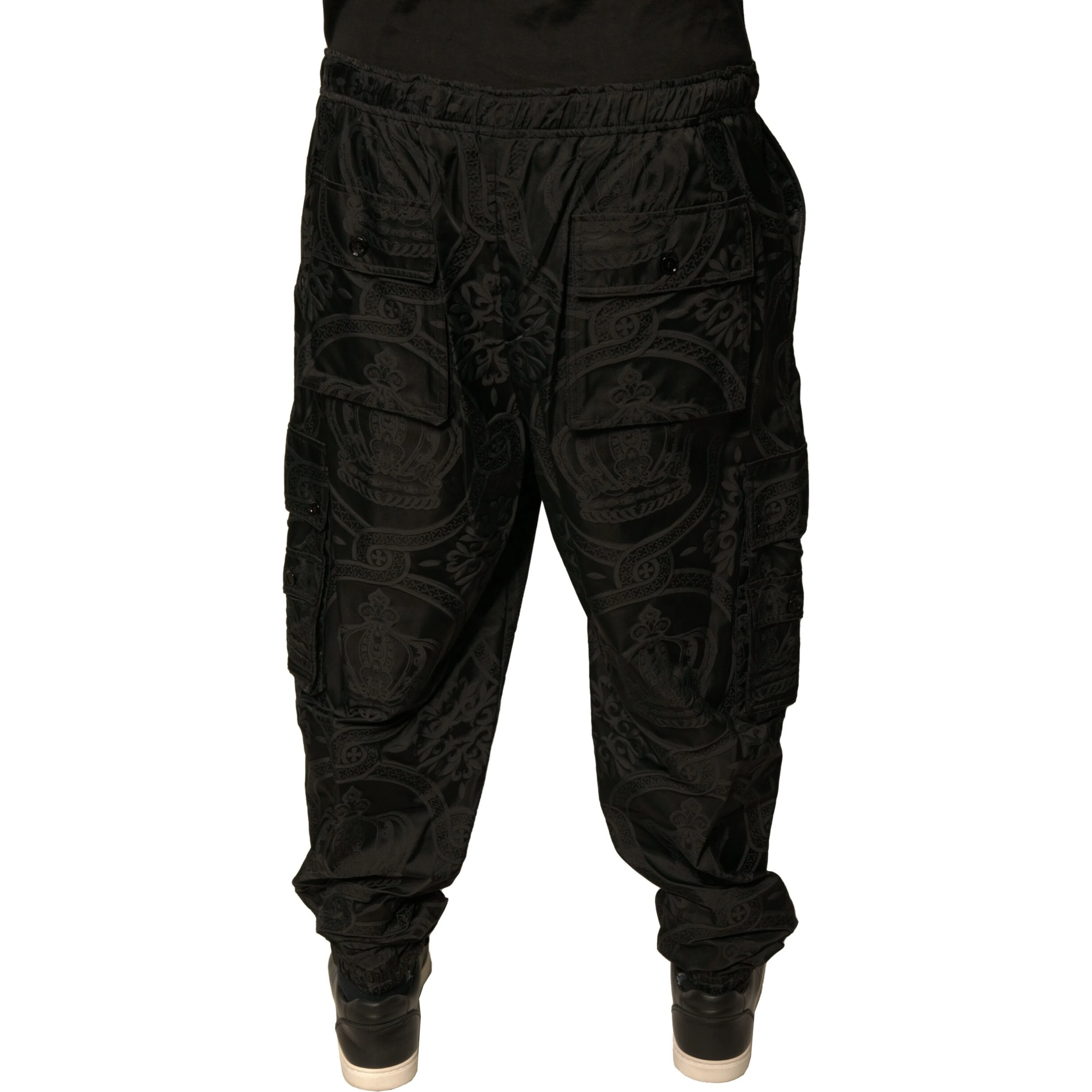 Black Crown Nylon Jogger Sweatpants Pants