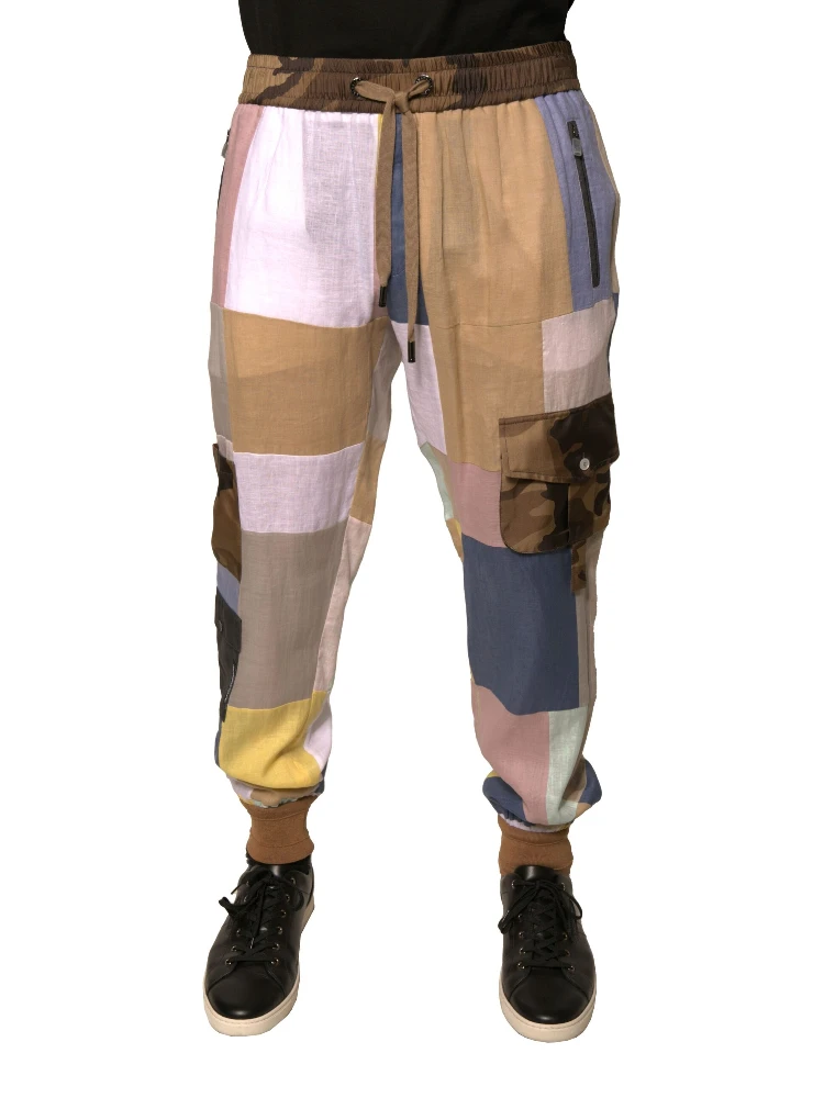 Multicolor Patchwork Jogger Sweatpants Pants alternative