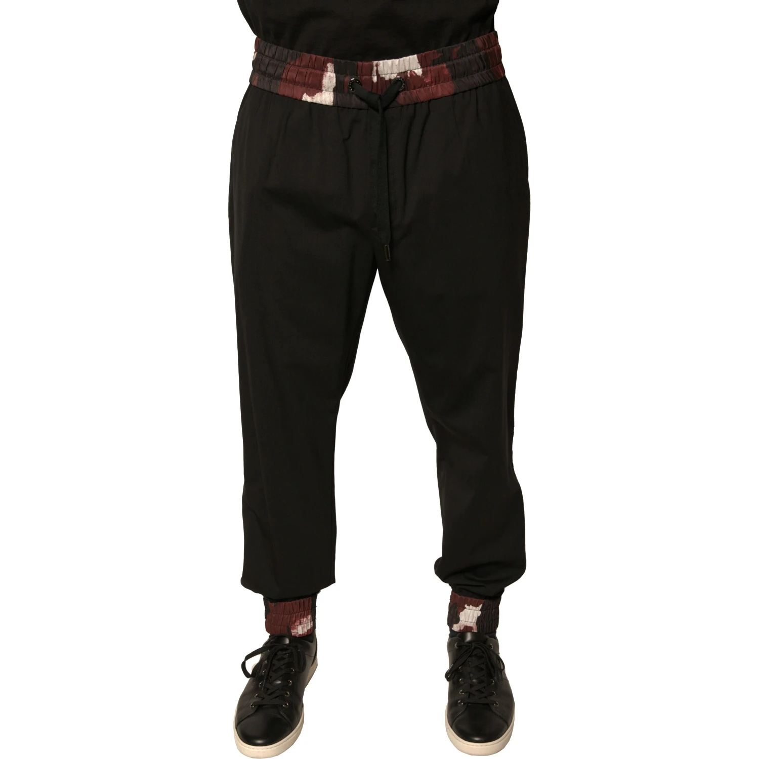 Black Camouflage Wool Jogger Sweatpants Pants