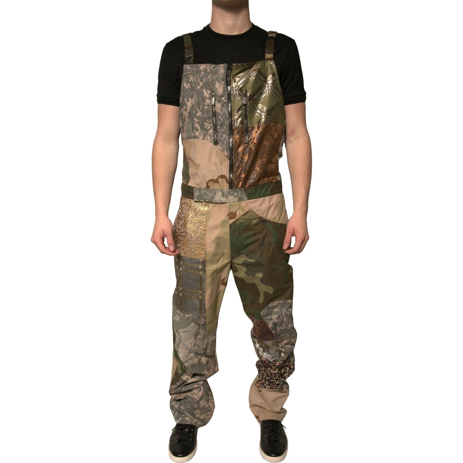 Multicolor Patchwork Camouflage Overall Pants