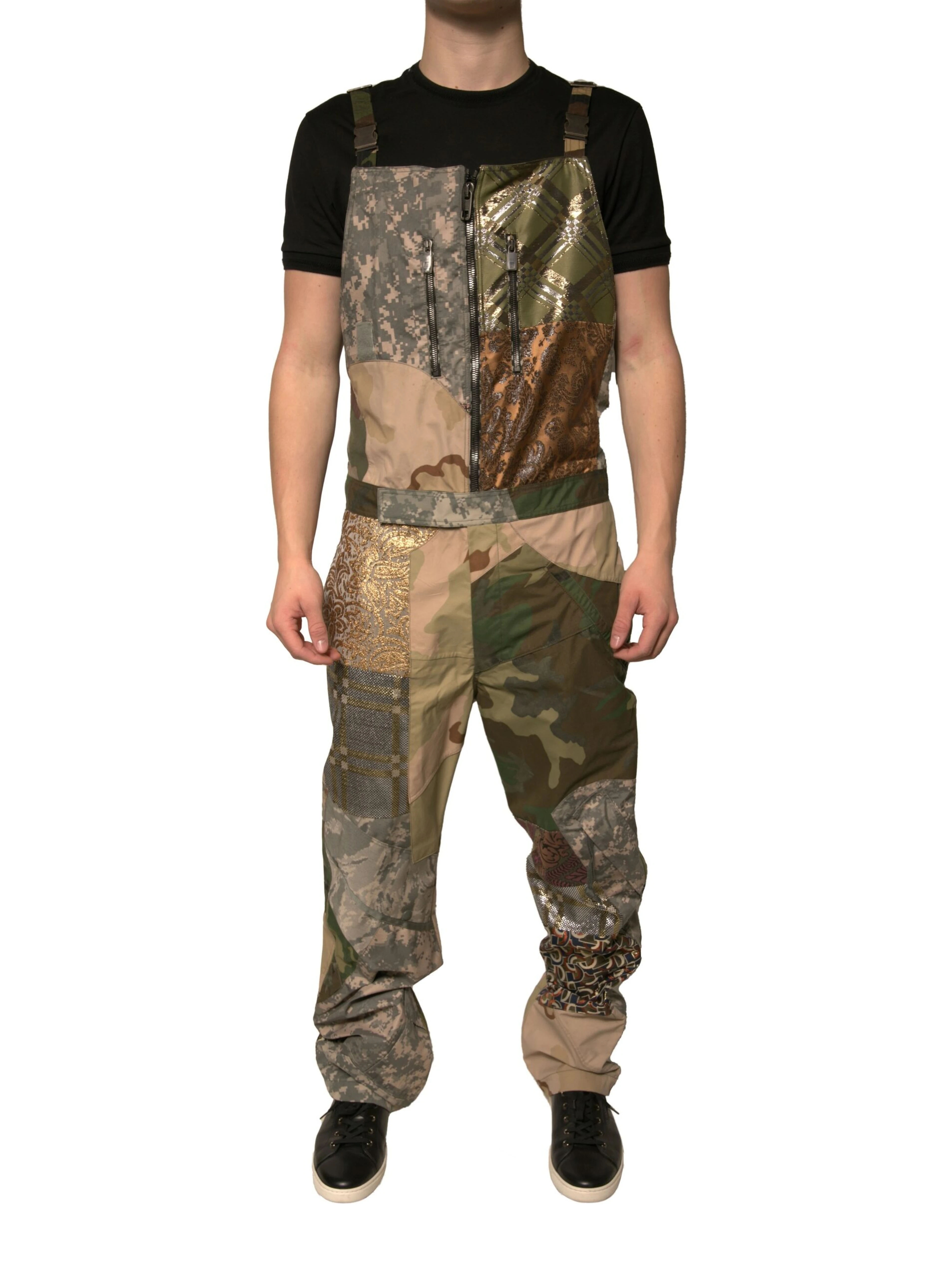 Multicolor Patchwork Camouflage Overall Pants