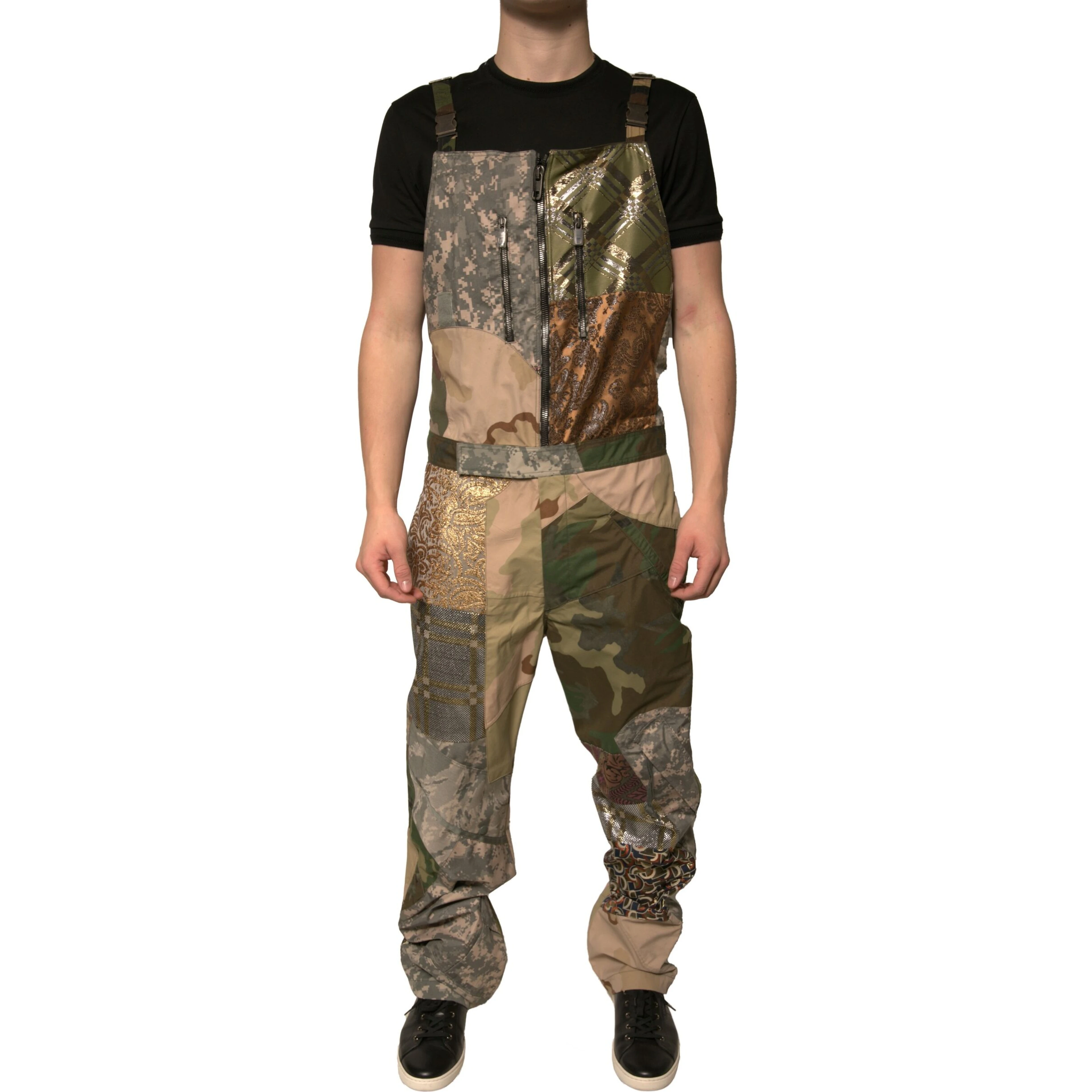 Multicolor Patchwork Camouflage Overall Pants