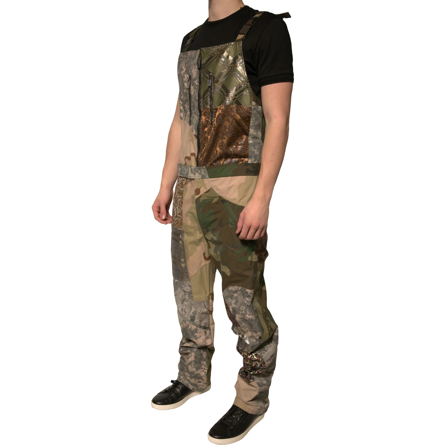 Multicolor Patchwork Camouflage Overall Pants