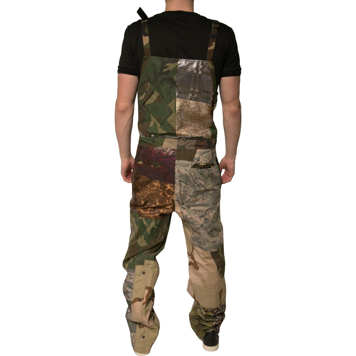 Multicolor Patchwork Camouflage Overall Pants