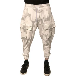 White Camouflage Cargo Jogger Pants