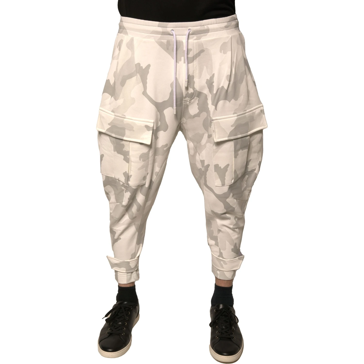 White Camouflage Cargo Jogger Pants