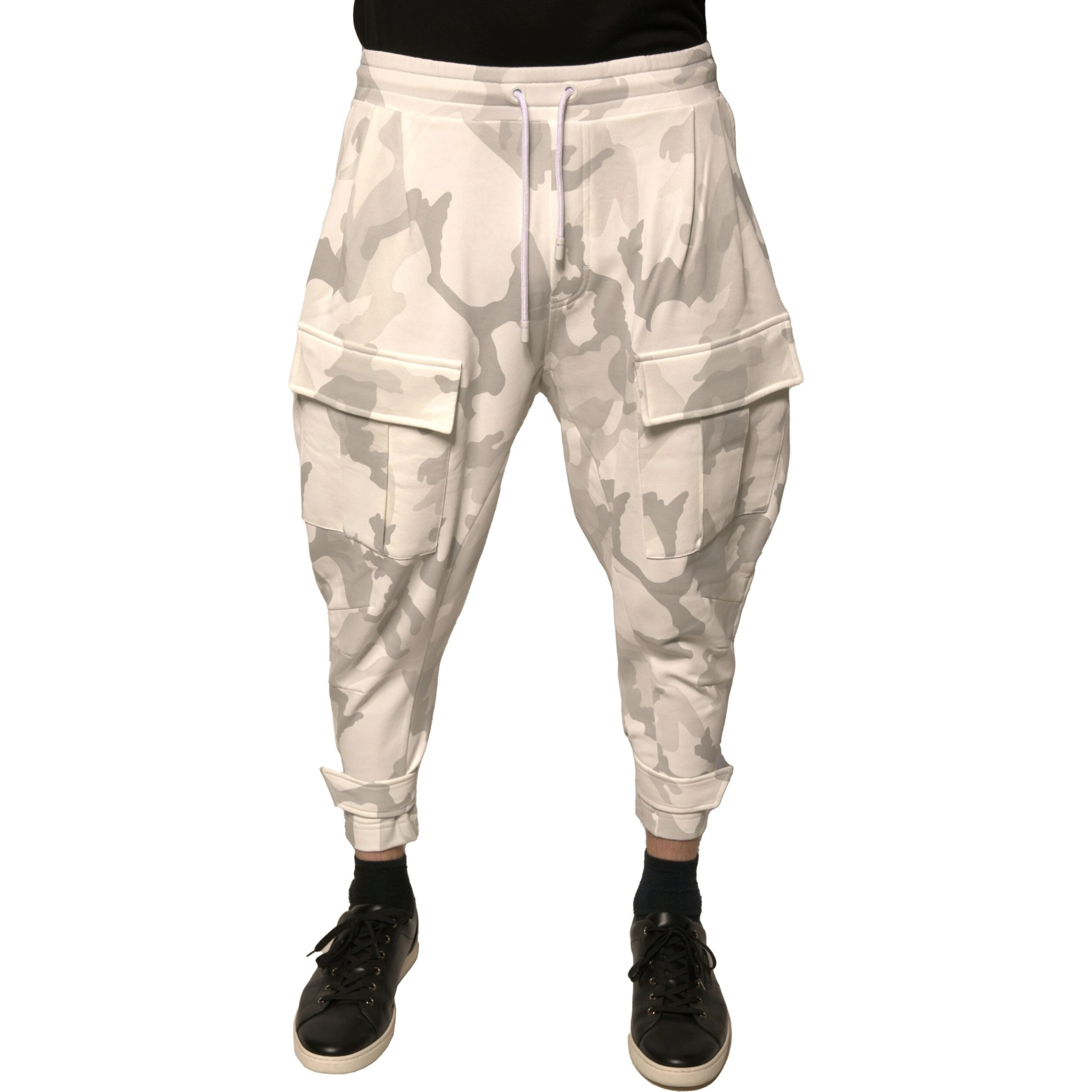 White Camouflage Cargo Jogger Pants