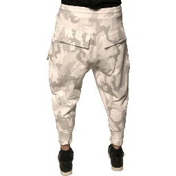 White Camouflage Cargo Jogger Pants