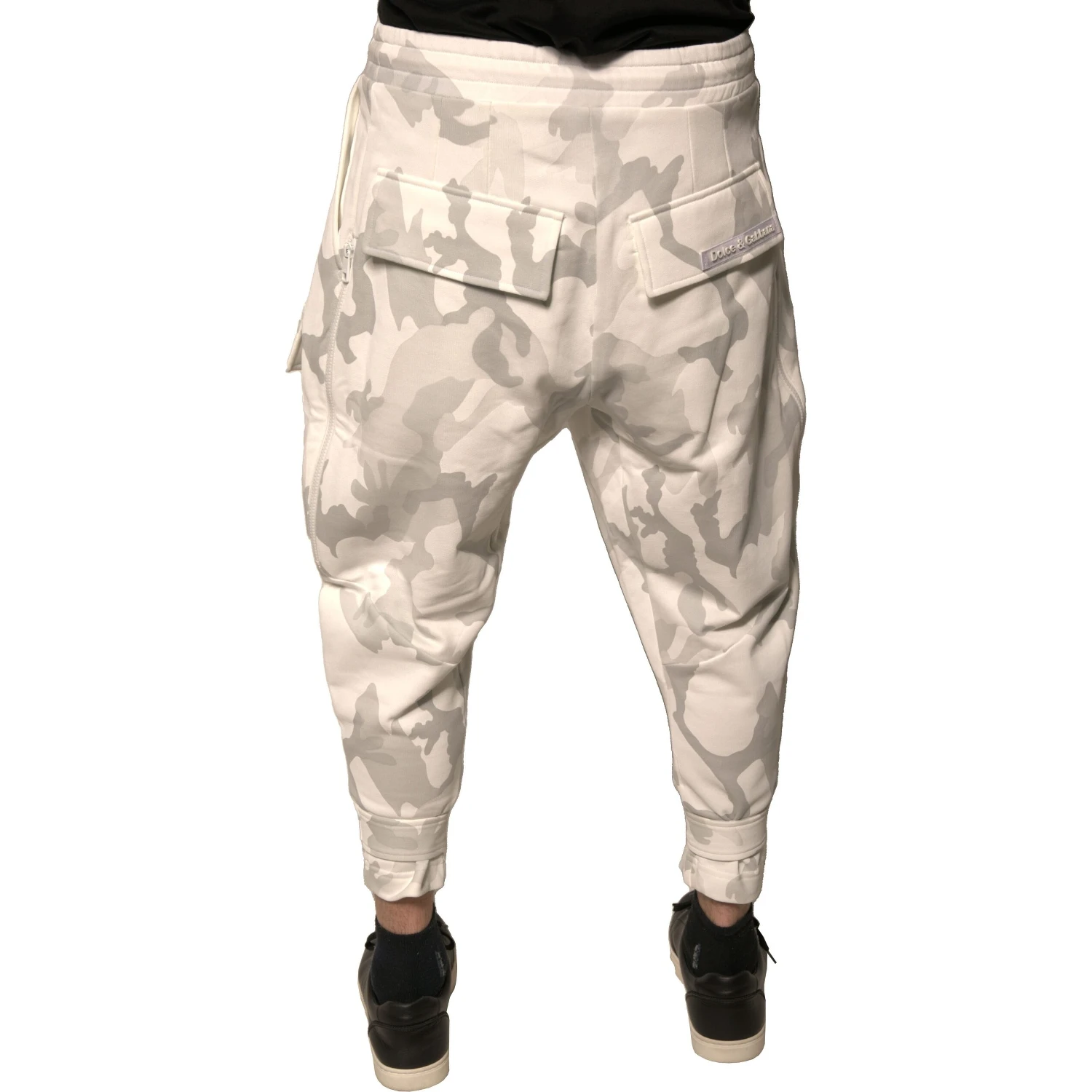White Camouflage Cargo Jogger Pants