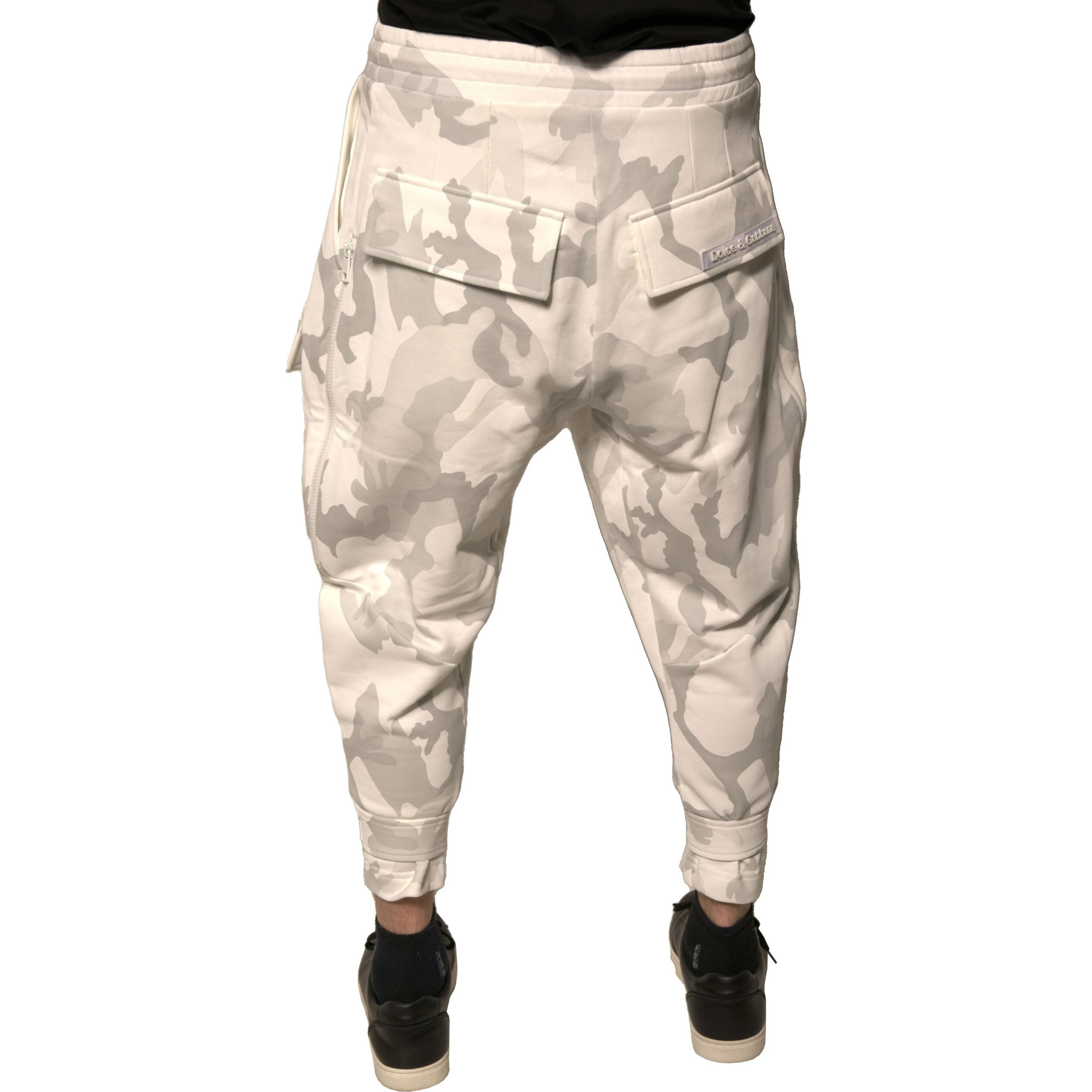White Camouflage Cargo Jogger Pants