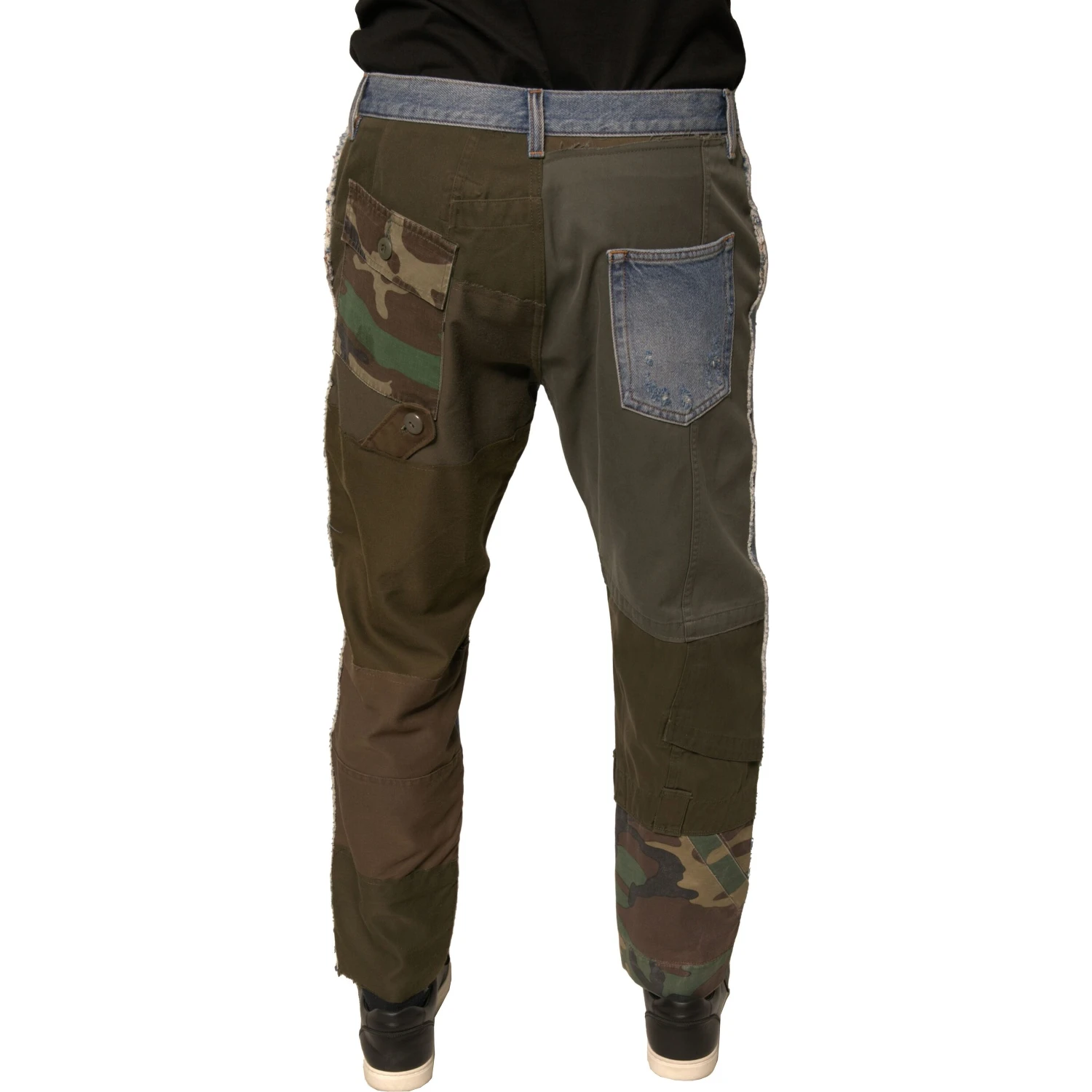Blue Tattered Straight Cropped Denim Jeans