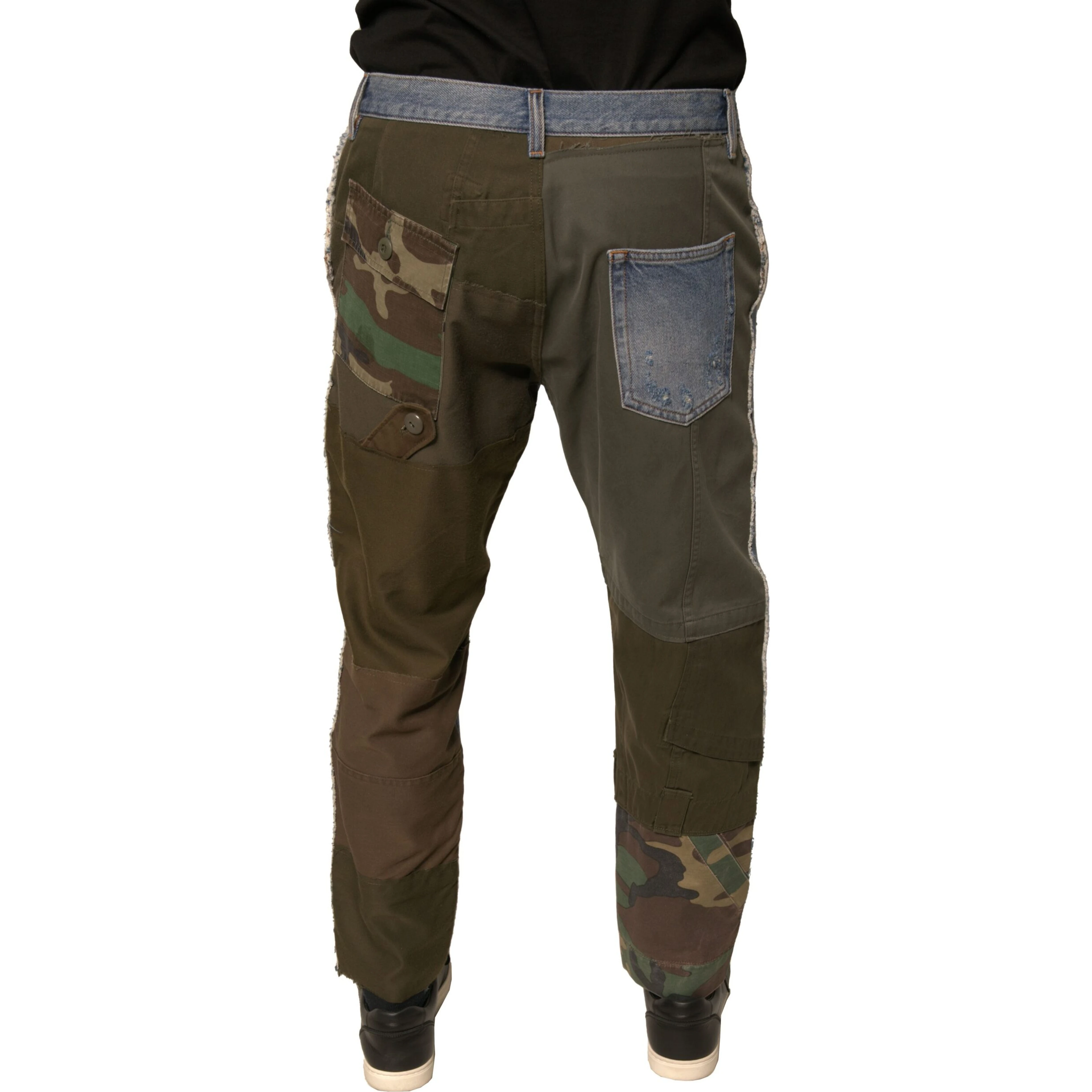 Blue Tattered Straight Cropped Denim Jeans
