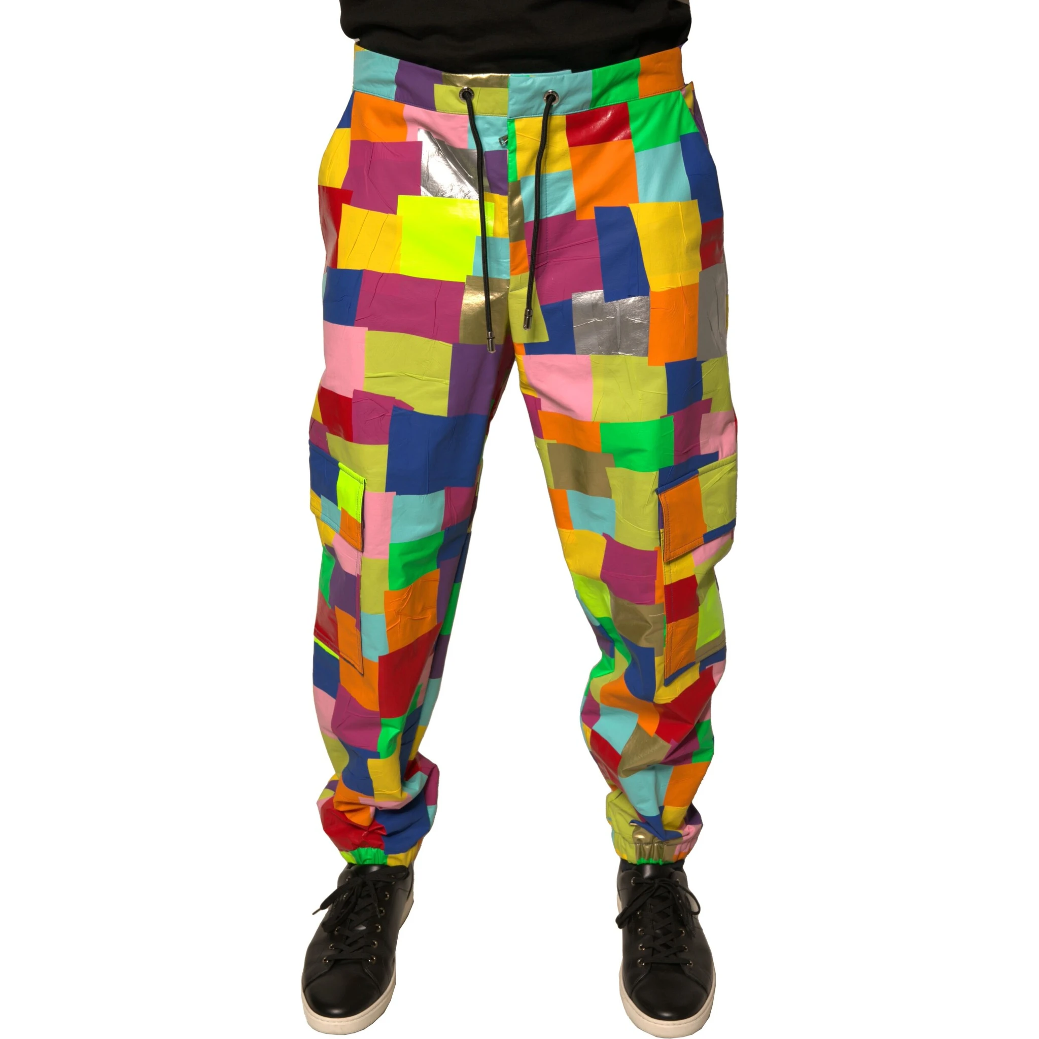Multicolor Cotton Patchwork Men Cargo Pants