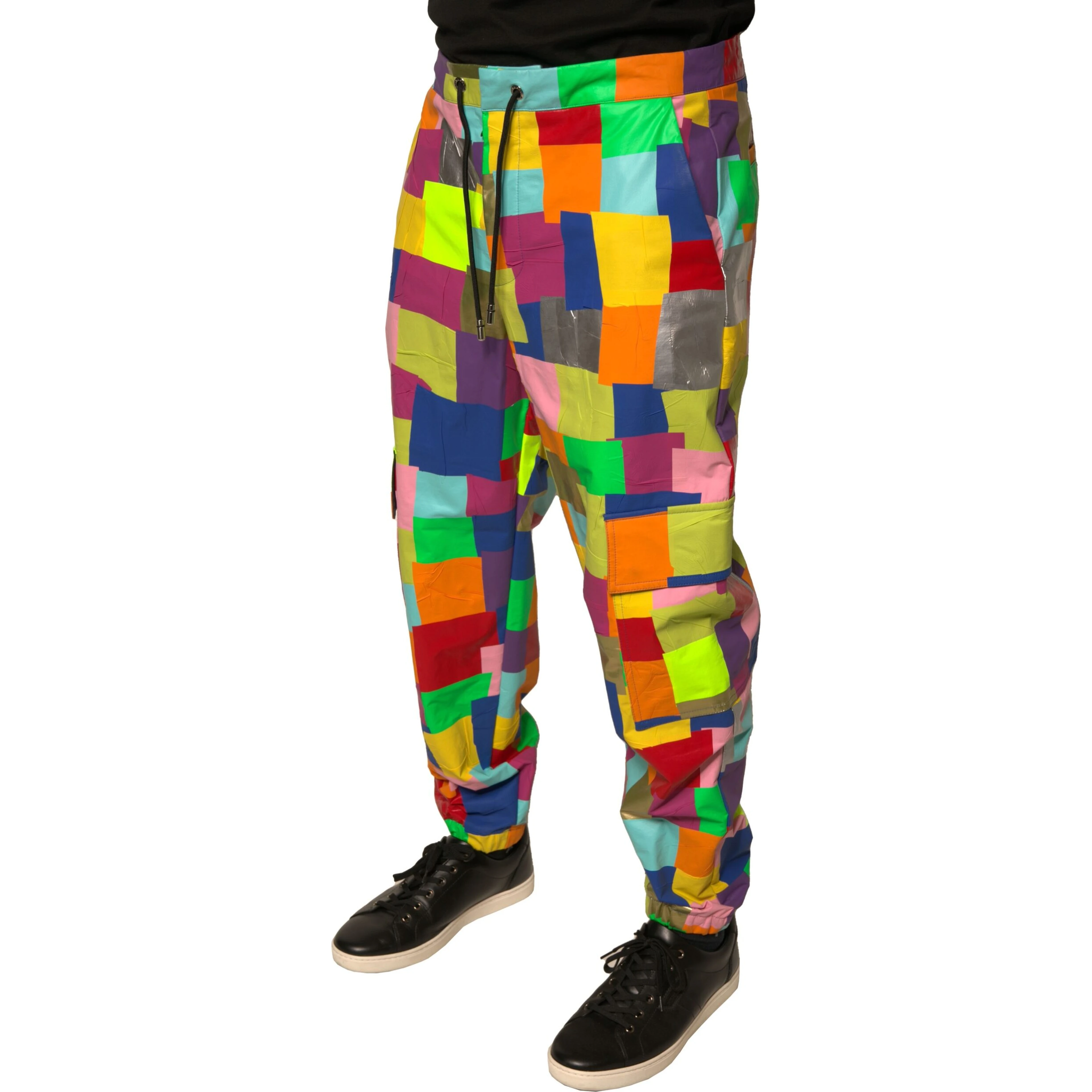 Multicolor Cotton Patchwork Men Cargo Pants