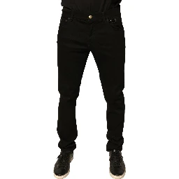 Black Logo Cotton Stretch Skinny Denim Jeans