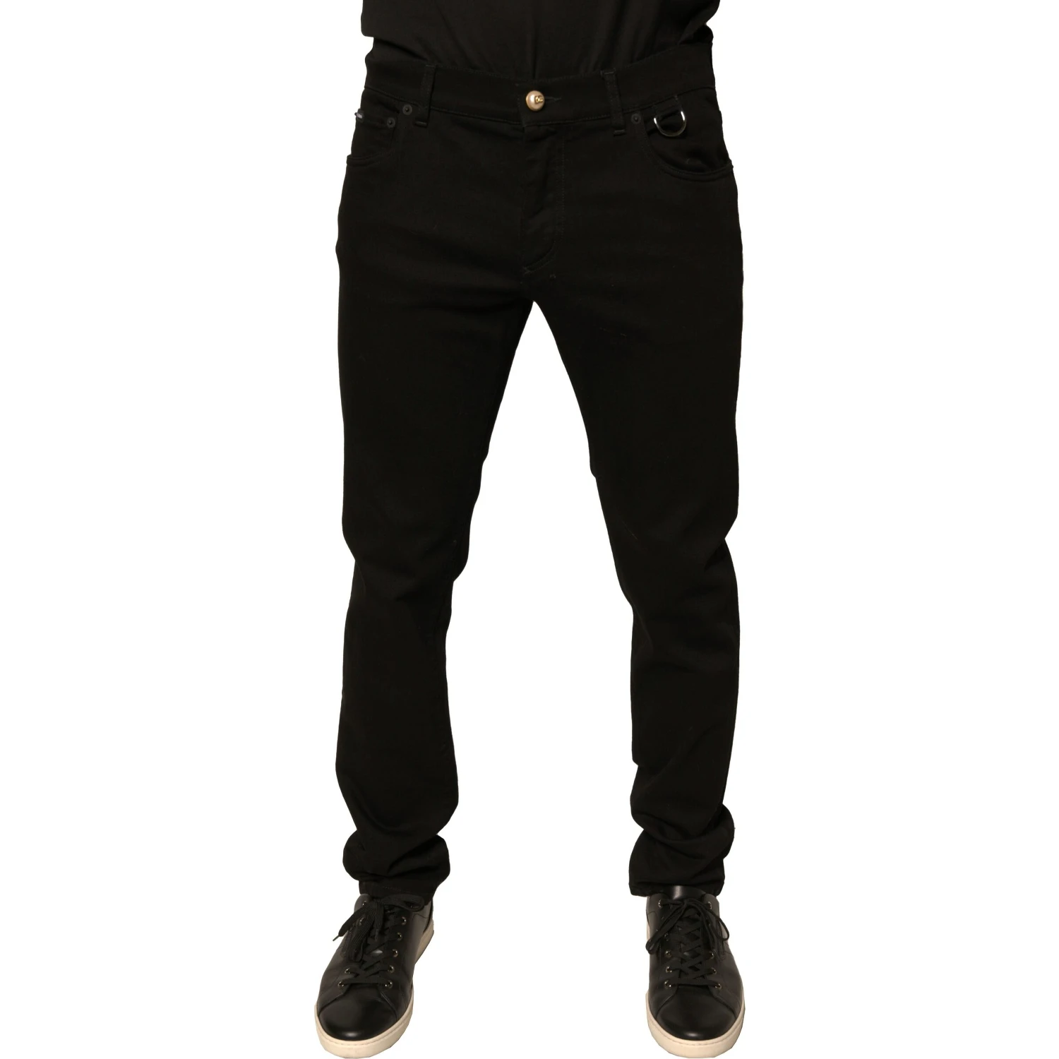 Black Logo Cotton Stretch Skinny Denim Jeans