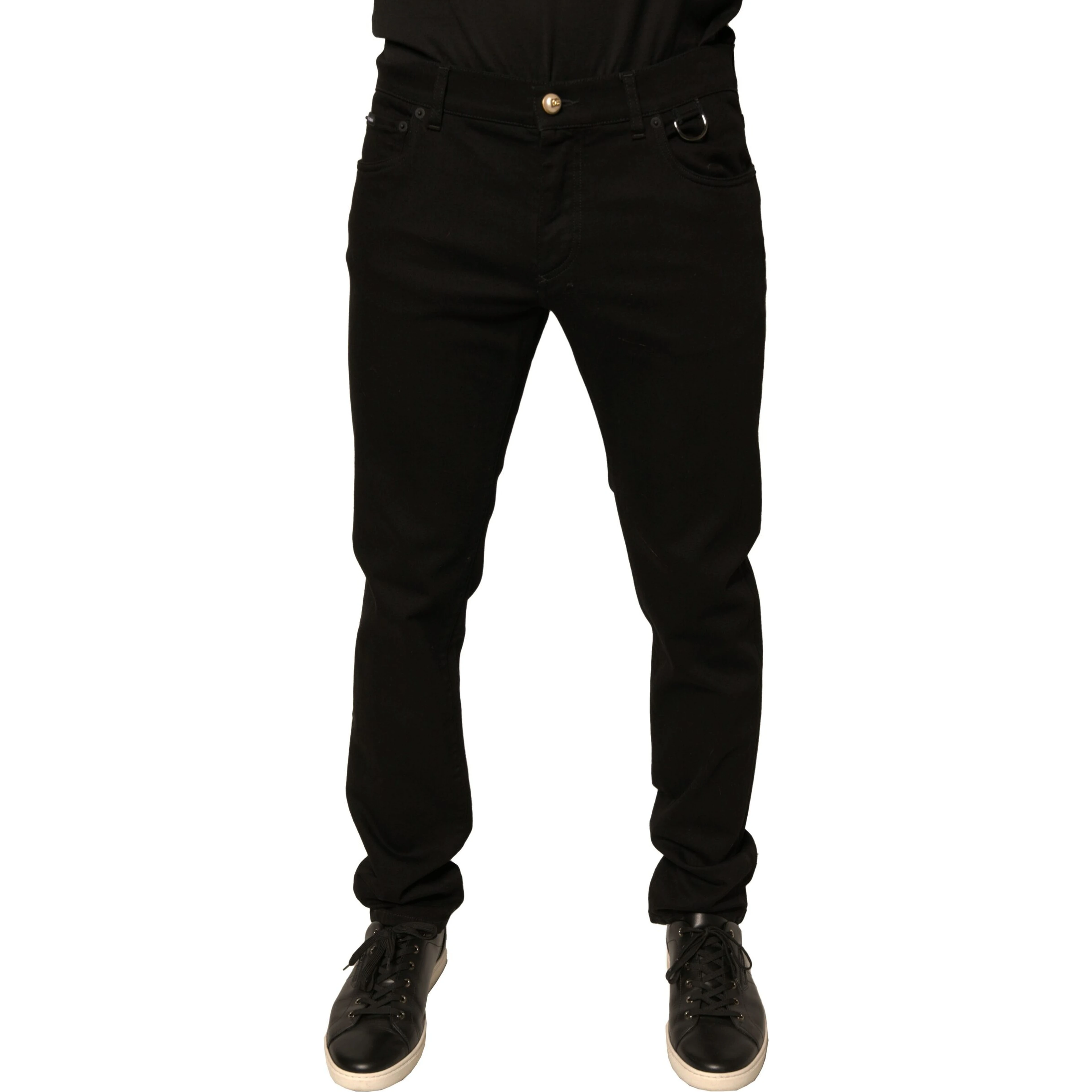Black Logo Cotton Stretch Skinny Denim Jeans