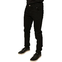 Black Logo Cotton Stretch Skinny Denim Jeans