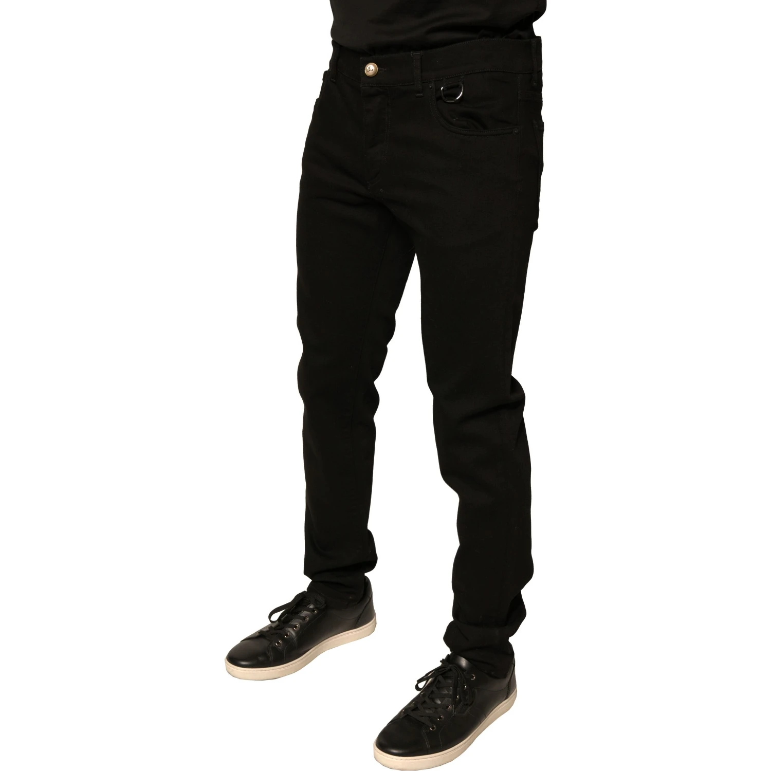 Black Logo Cotton Stretch Skinny Denim Jeans