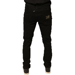 Black Logo Cotton Stretch Skinny Denim Jeans