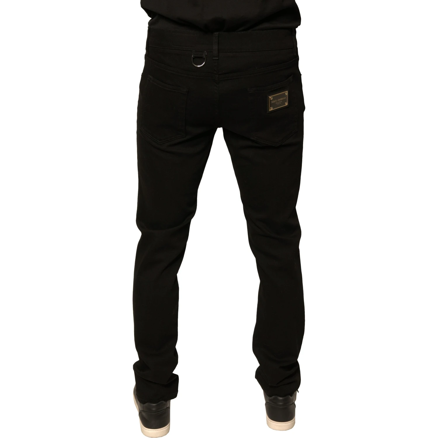 Black Logo Cotton Stretch Skinny Denim Jeans