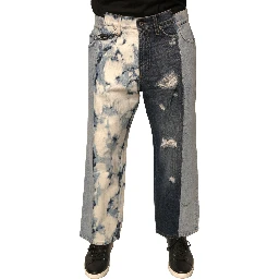 Multicolor Patchwork Cotton Straight Men Denim Jeans