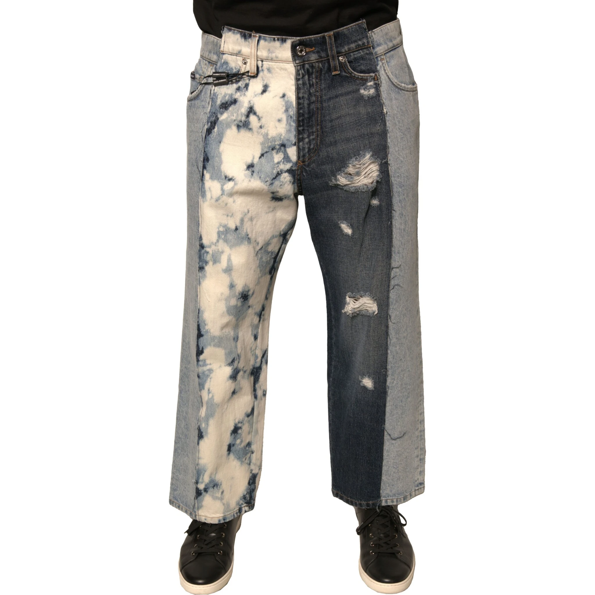 Multicolor Patchwork Cotton Straight Men Denim Jeans