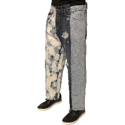 Multicolor Patchwork Cotton Straight Men Denim Jeans