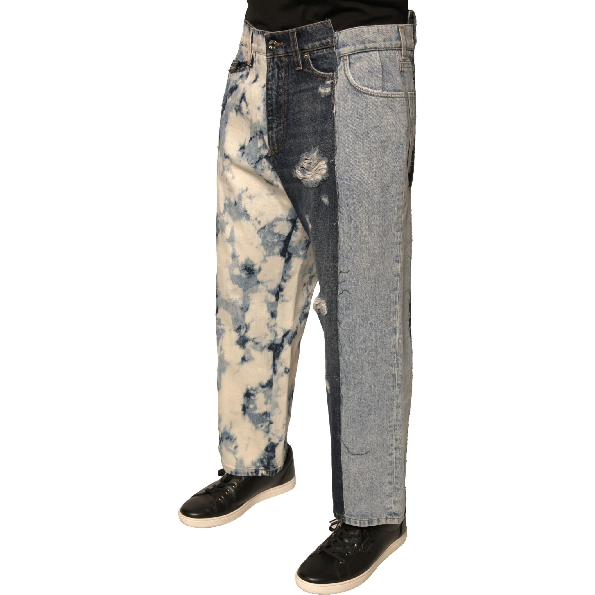 Multicolor Patchwork Cotton Straight Men Denim Jeans