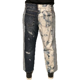 Multicolor Patchwork Cotton Straight Men Denim Jeans