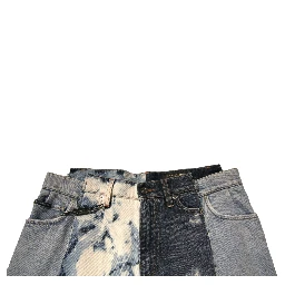 Multicolor Patchwork Cotton Straight Men Denim Jeans
