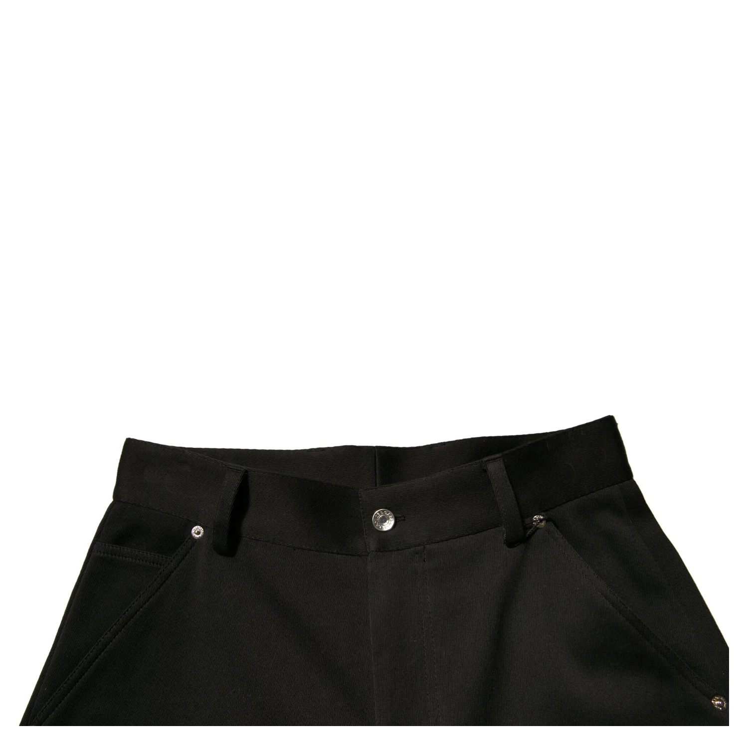 Black Cotton Mid Waist Cropped Pants