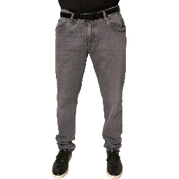 Gray Logo Cotton Stretch Skinny Denim Jeans