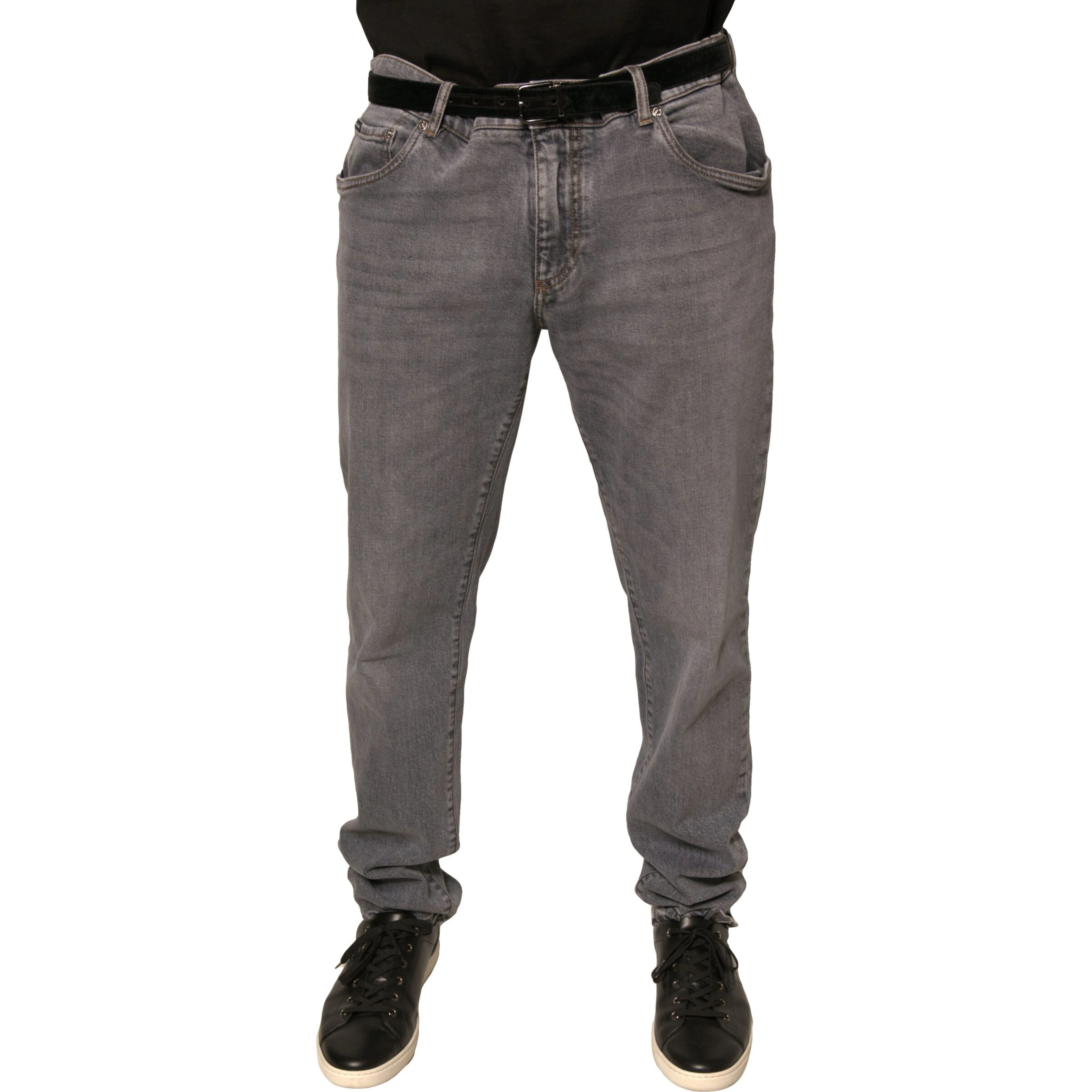 Gray Logo Cotton Stretch Skinny Denim Jeans