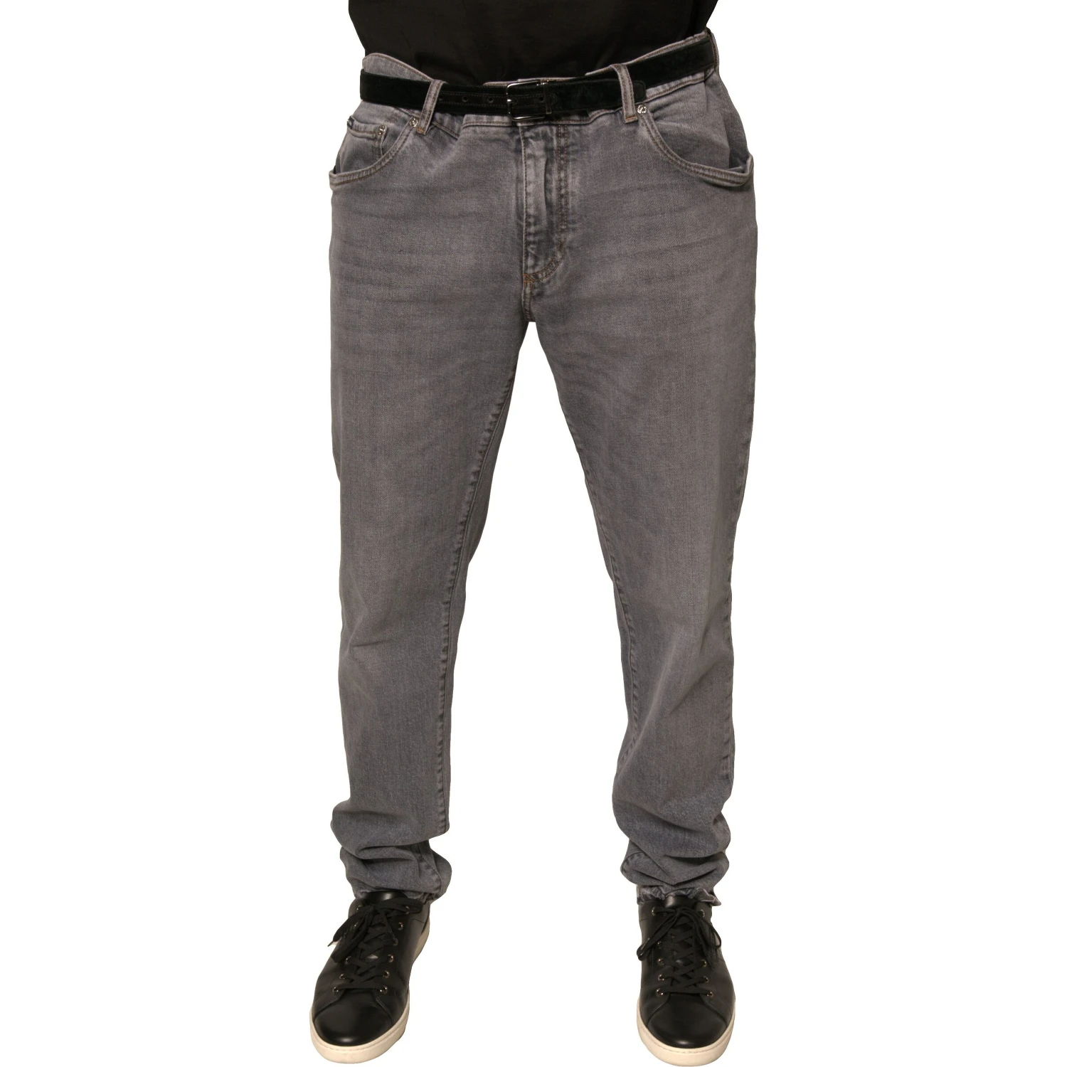 Gray Logo Cotton Stretch Skinny Denim Jeans