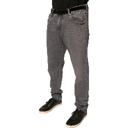 Gray Logo Cotton Stretch Skinny Denim Jeans