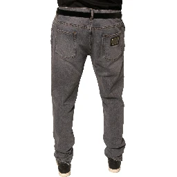 Gray Logo Cotton Stretch Skinny Denim Jeans