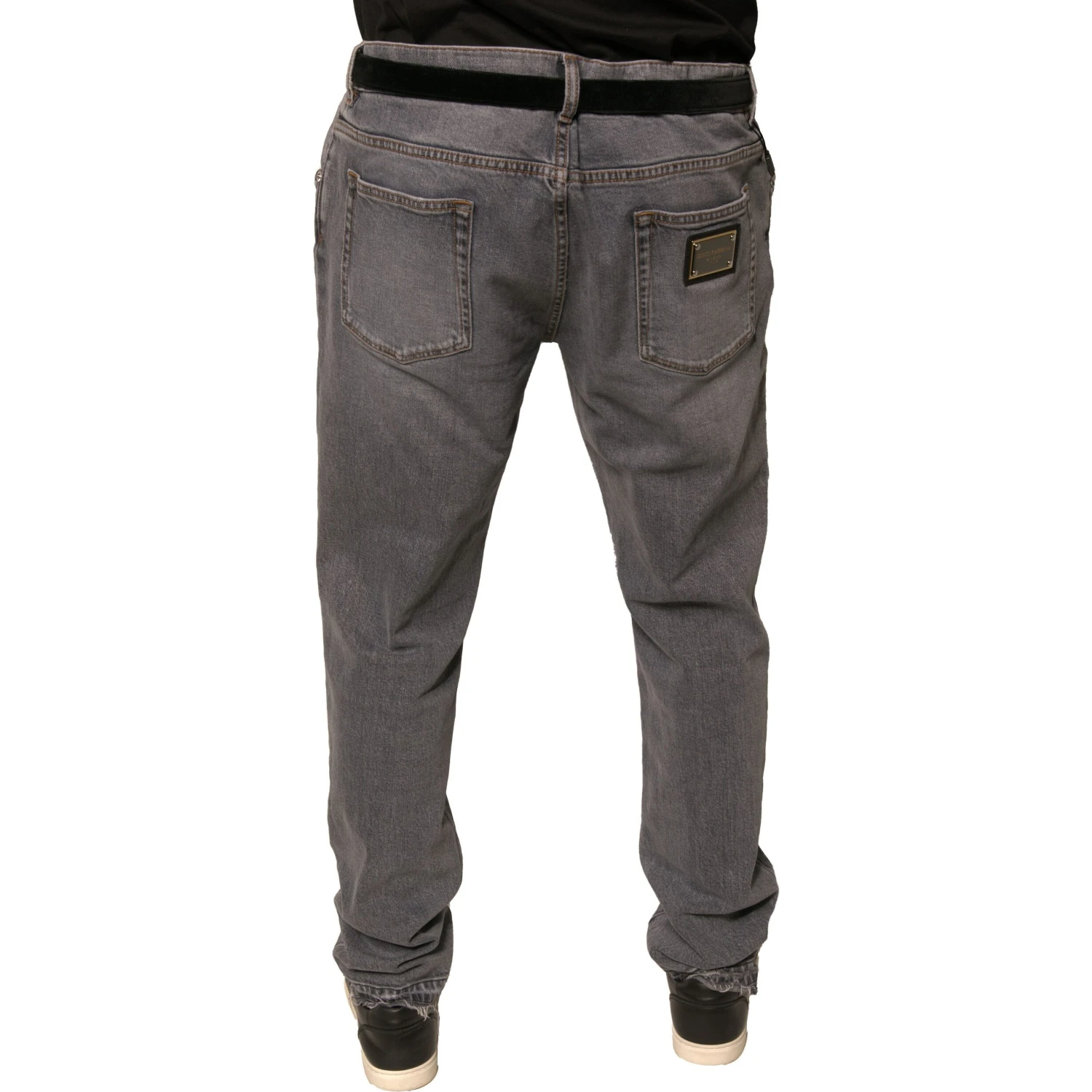 Gray Logo Cotton Stretch Skinny Denim Jeans