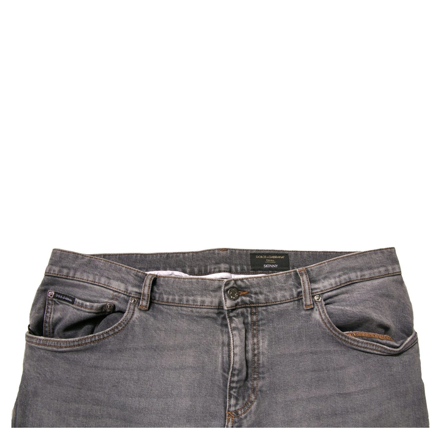Gray Logo Cotton Stretch Skinny Denim Jeans