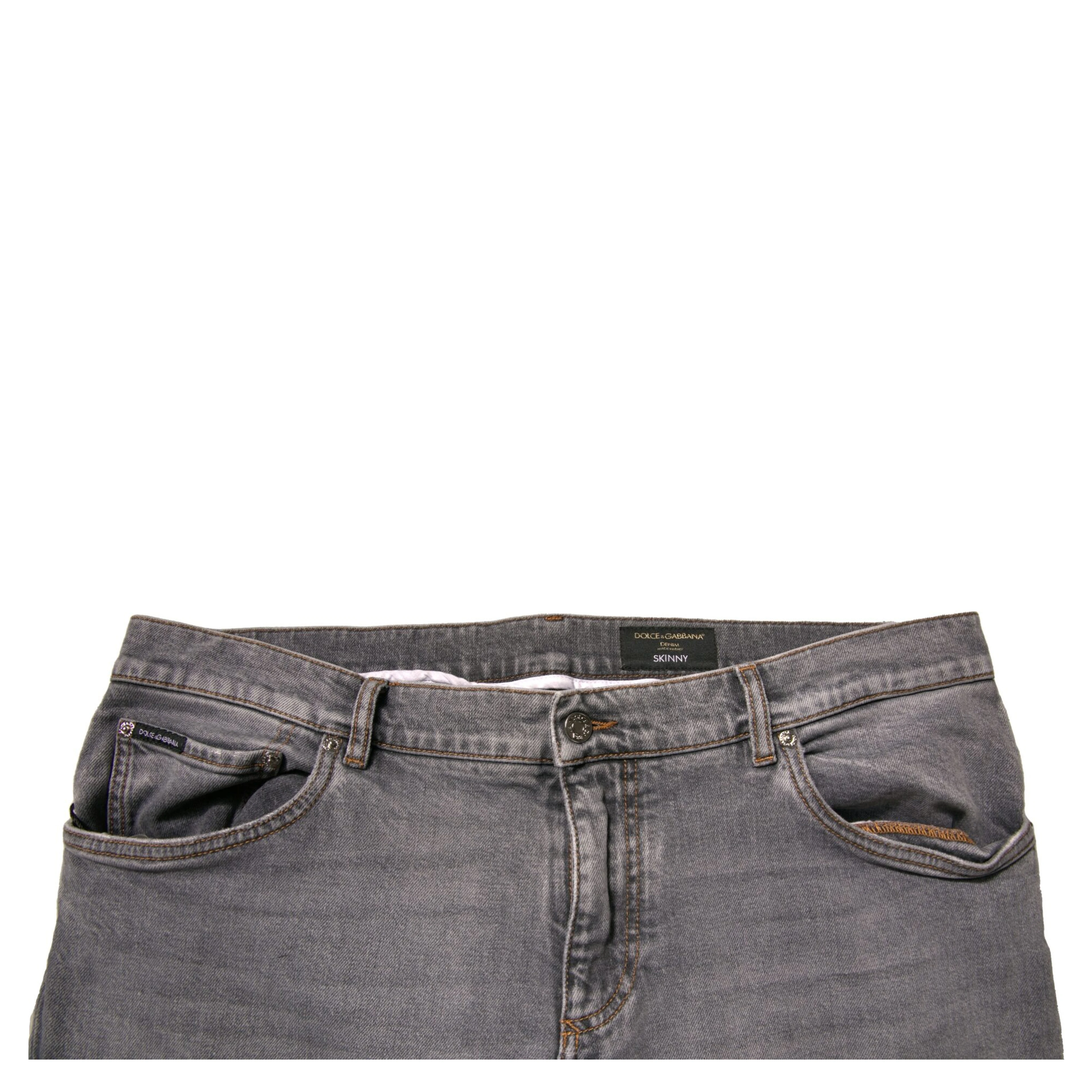 Gray Logo Cotton Stretch Skinny Denim Jeans