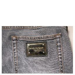 Gray Logo Cotton Stretch Skinny Denim Jeans
