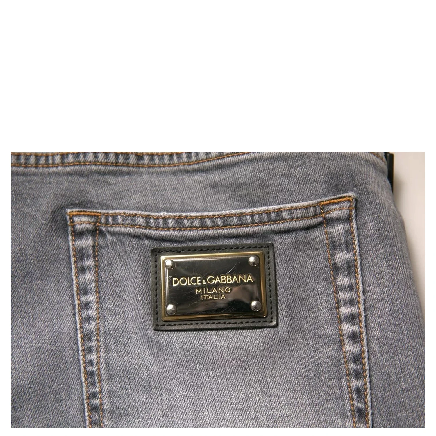 Gray Logo Cotton Stretch Skinny Denim Jeans
