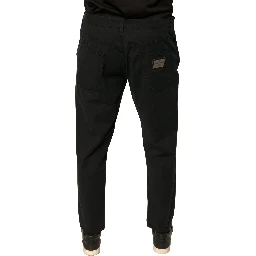 Black Logo Cotton Stretch Skinny Denim Jeans