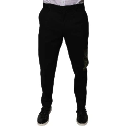 Black Cotton Men Cargo Casual Pants