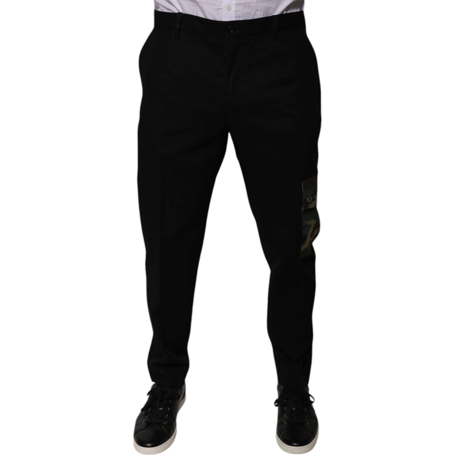 Black Cotton Men Cargo Casual Pants