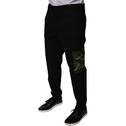 Black Cotton Men Cargo Casual Pants