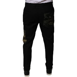 Black Cotton Men Cargo Casual Pants