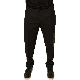 Black Cotton Men Cargo Casual Pants